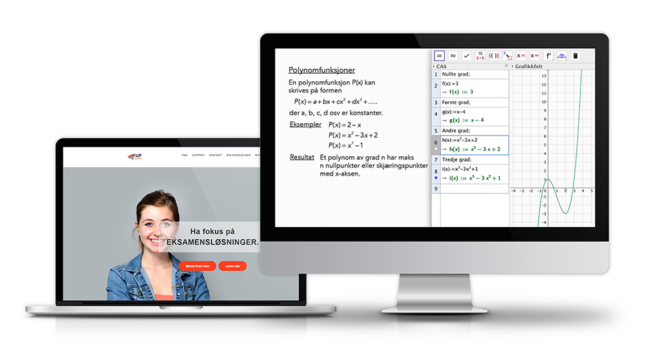 FlipClass på PC og bærbar: kursside og videoforklaring i matematikk